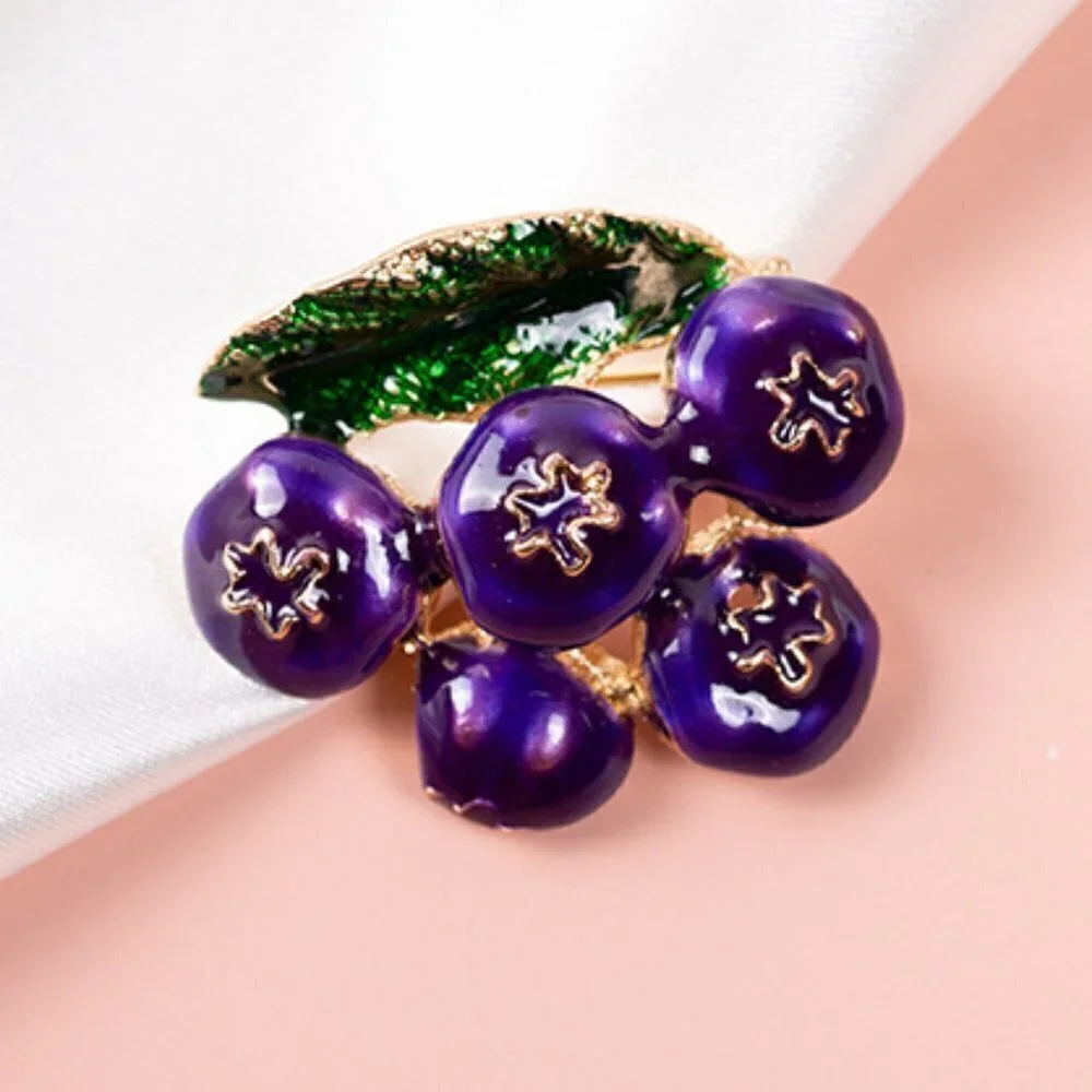 Macy's Blueberry Brooch Gold Tone Fruit Pin